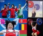 Женщин-подиум 69 кг по тяжелой атлетике, Rim Чон-Sim (Северная Корея), Роксана Cocoş (Румыния) и Shkermankova (Bilorrusia) - Марина Лондон 2012-